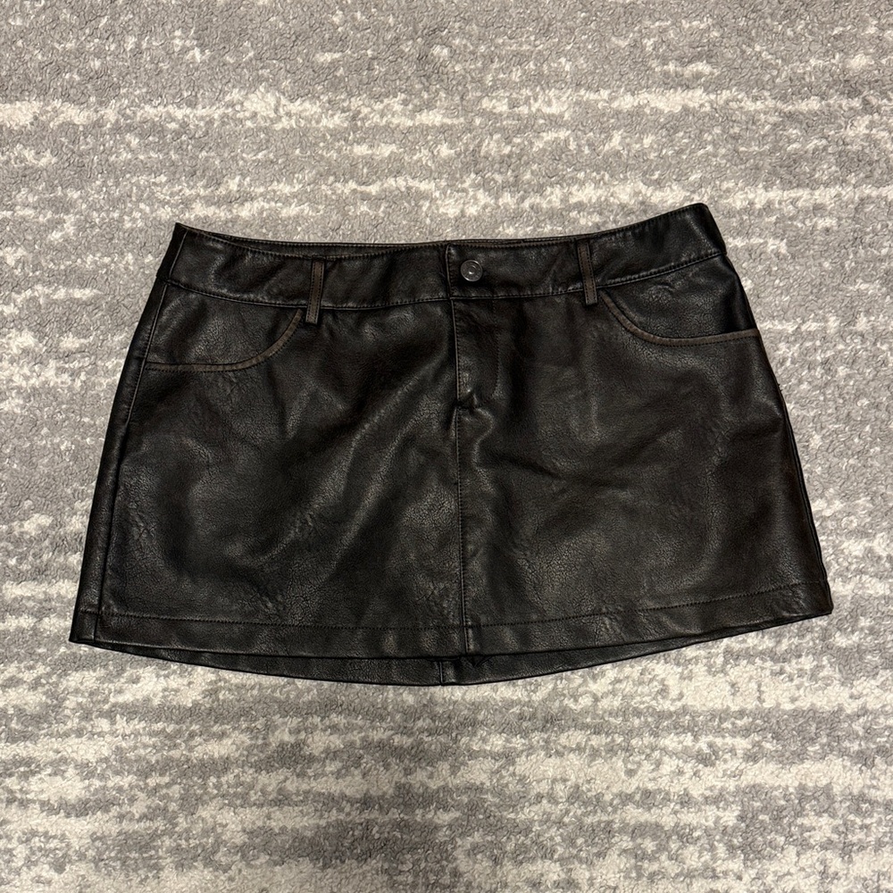 GARAGE Brown Leather Mini Skirt